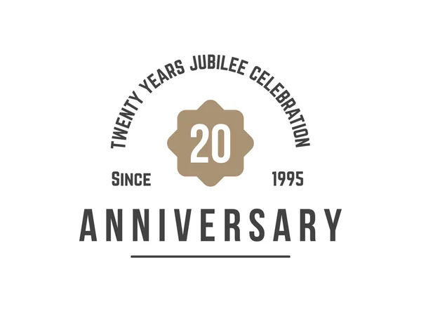 Twenty years anniversary celebration logotype. 20th anniversary logo. — Stock Vector