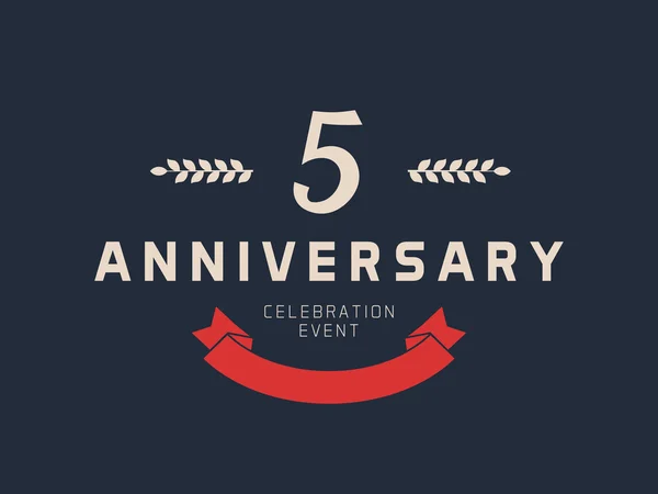Pět let výročí oslav logotyp. 5. výročí logo. — Stockový vektor
