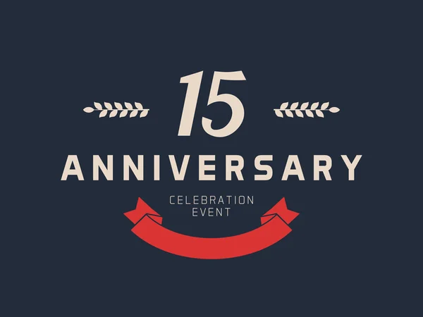Fifteen years anniversary celebration logotype. 15th anniversary logo. — Stock Vector