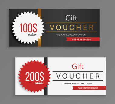 Hediye çeki şablonu. Vektör illüstrasyonu.