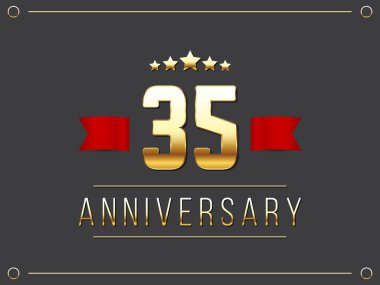 Otuz beş yıl yıldönümü kutlama logo. 35 yıldönümü logosu.