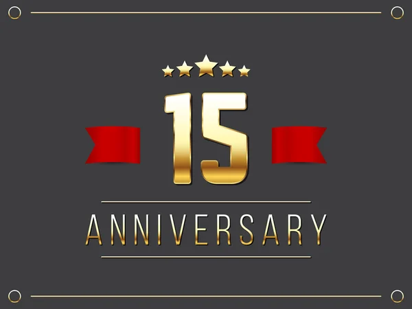 Δεκαπέντε χρόνια λογότυπο εορτασμού επετείου. 15η λογότυπος της επετείου. — Διανυσματικό Αρχείο