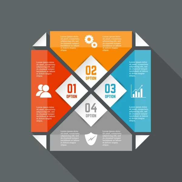 Modelo de design de infográficos. Conceito de negócio com quatro opções . —  Vetores de Stock