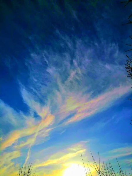 Gün Batımı Batan Güneş Mavi Sarı Beyaz Pembe Açık Mavi — Stok fotoğraf