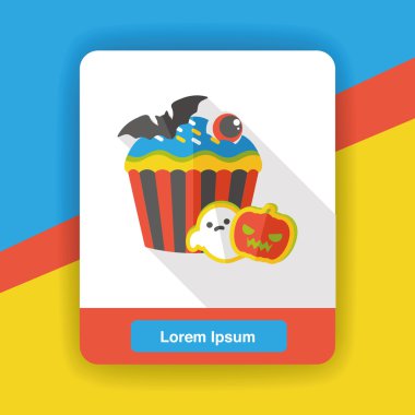 Cadılar Bayramı cupcakes düz simgesi simgesi öğesi