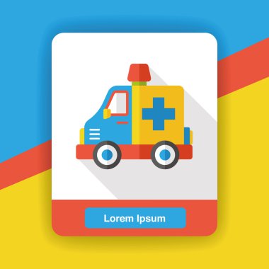 Ambulans araba düz simgesi simgesi öğesi