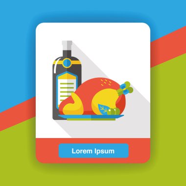 simge simge öğesi düz şampanya ve tavuk