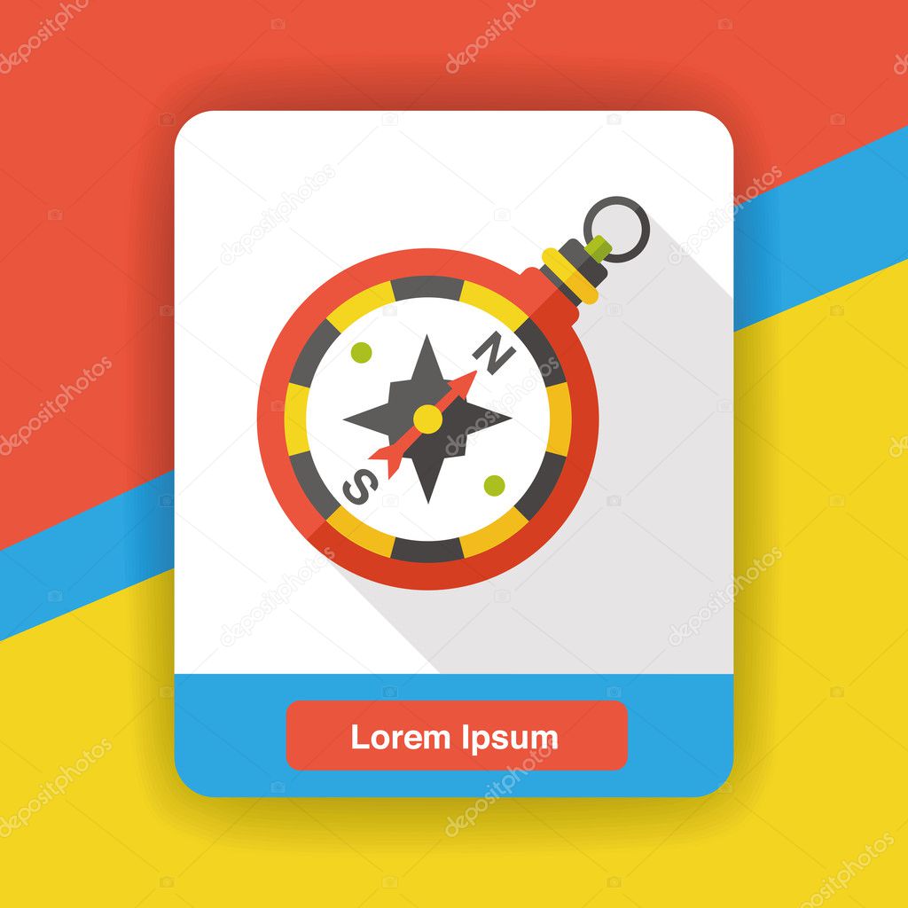 Туристический Компас Плоский Значок Значок Элемент — Векторное.