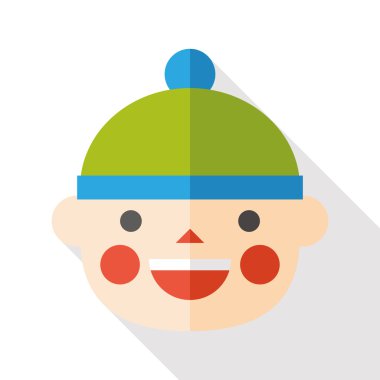 bebek çocuk düz simgesi ile uzun gölge