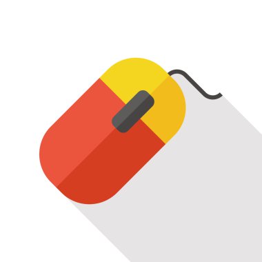 Bilgisayar ile ilgili ekipman fare düz simgesi uzun gölge ile