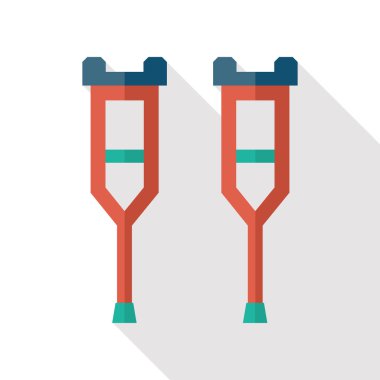 koltuk değneği ile uzun gölge düz simgesi