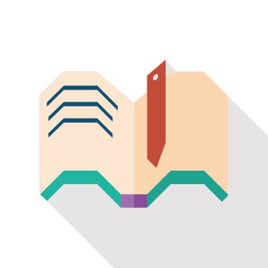 Uzun gölge ile kitap düz simgesi