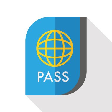 uzun gölge ile pasaport düz simgesi