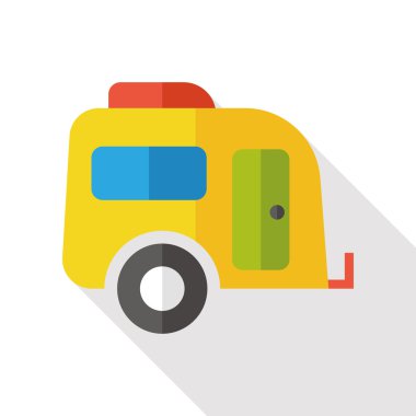 uzun gölge ile seyahat trailer düz simgesi