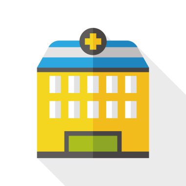 uzun gölge ile hastane düz simgesi