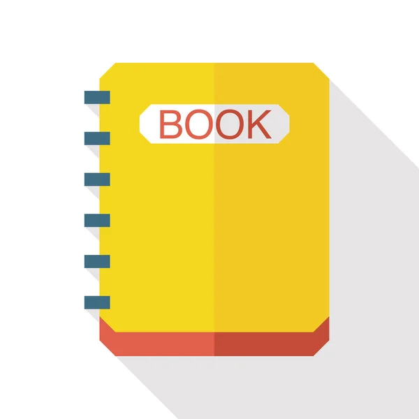 Libro icono plano con sombra larga — Vector de stock