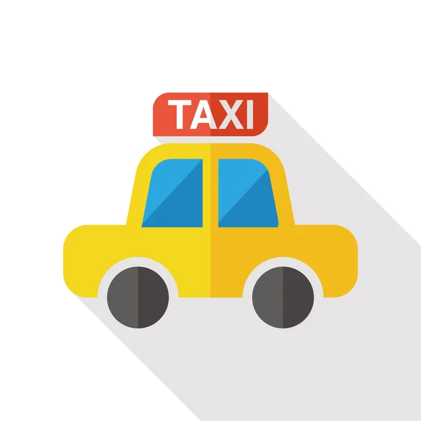 Taxi auto icona piatta con lunga ombra — Vettoriale Stock