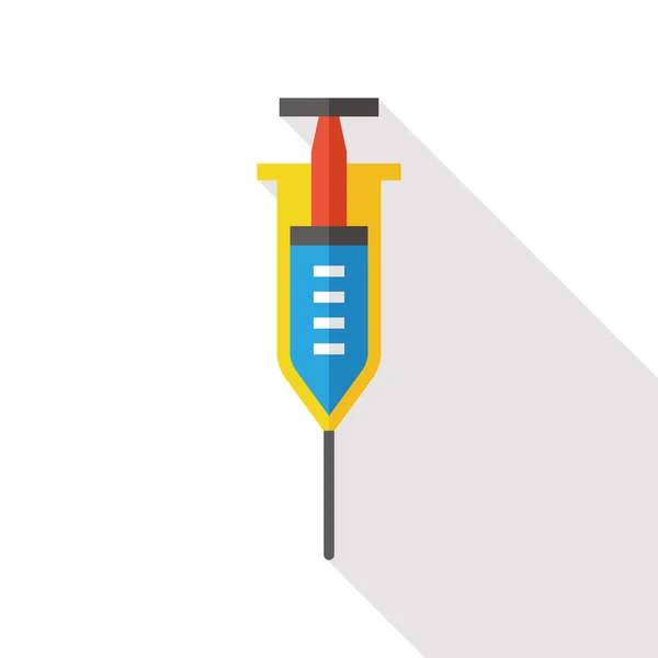 Jeringa icono plano con sombra larga — Archivo Imágenes Vectoriales