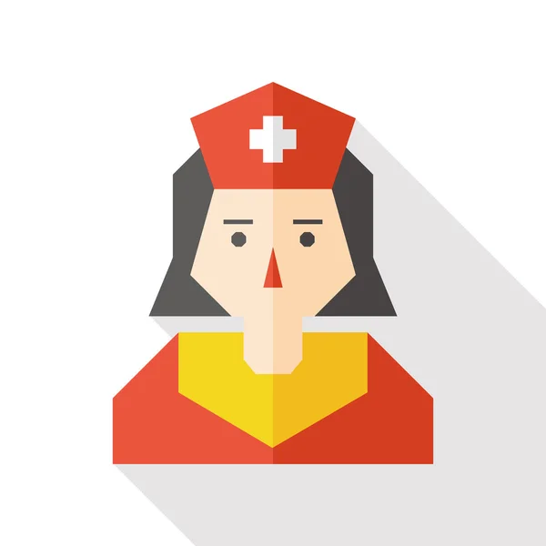 Enfermera icono plano con sombra larga — Vector de stock