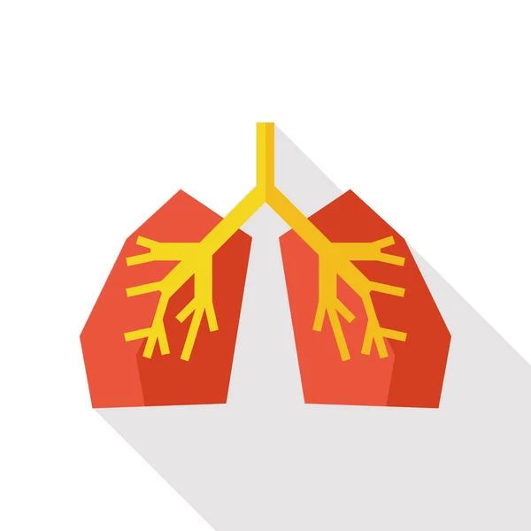 Uzun gölge ile akciğer düz simgesi — Stok Vektör