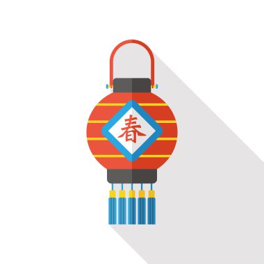 Çin dekoratif fener düz simgesi