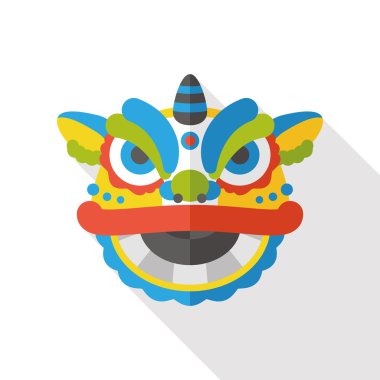 Dragon ve kafa düz simgesi dans aslan