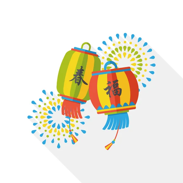 "Wish spring comes "Chinese lantern Couplets flat icon — стоковый вектор