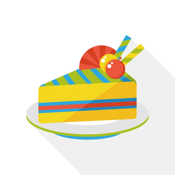 Pastel de cumpleaños icono plano — Vector de stock