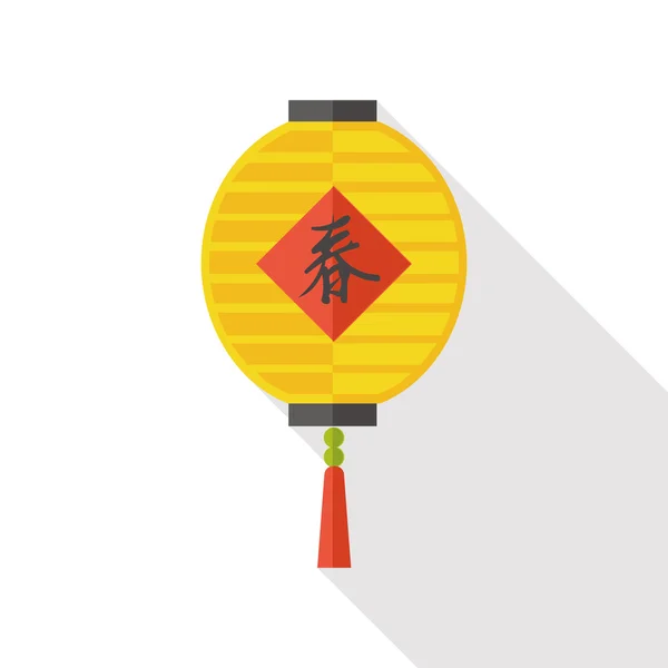 "Souhaiter printemps vient "Lanterne chinoise Couplets icône plate — Image vectorielle
