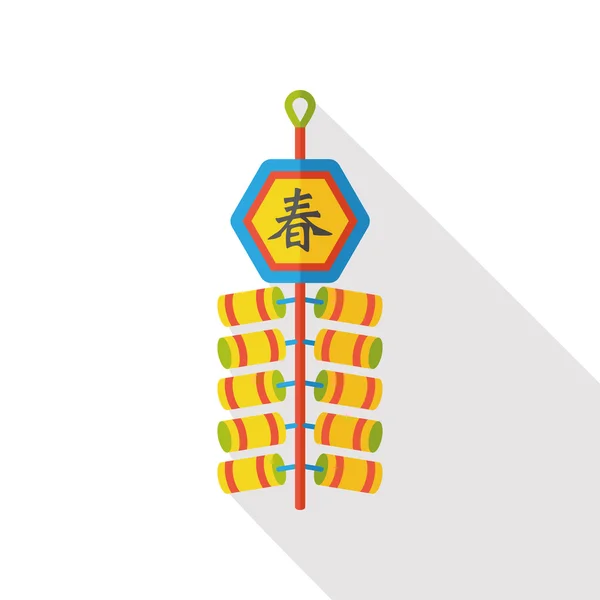 Nouvel An chinois pétards icône plate — Image vectorielle