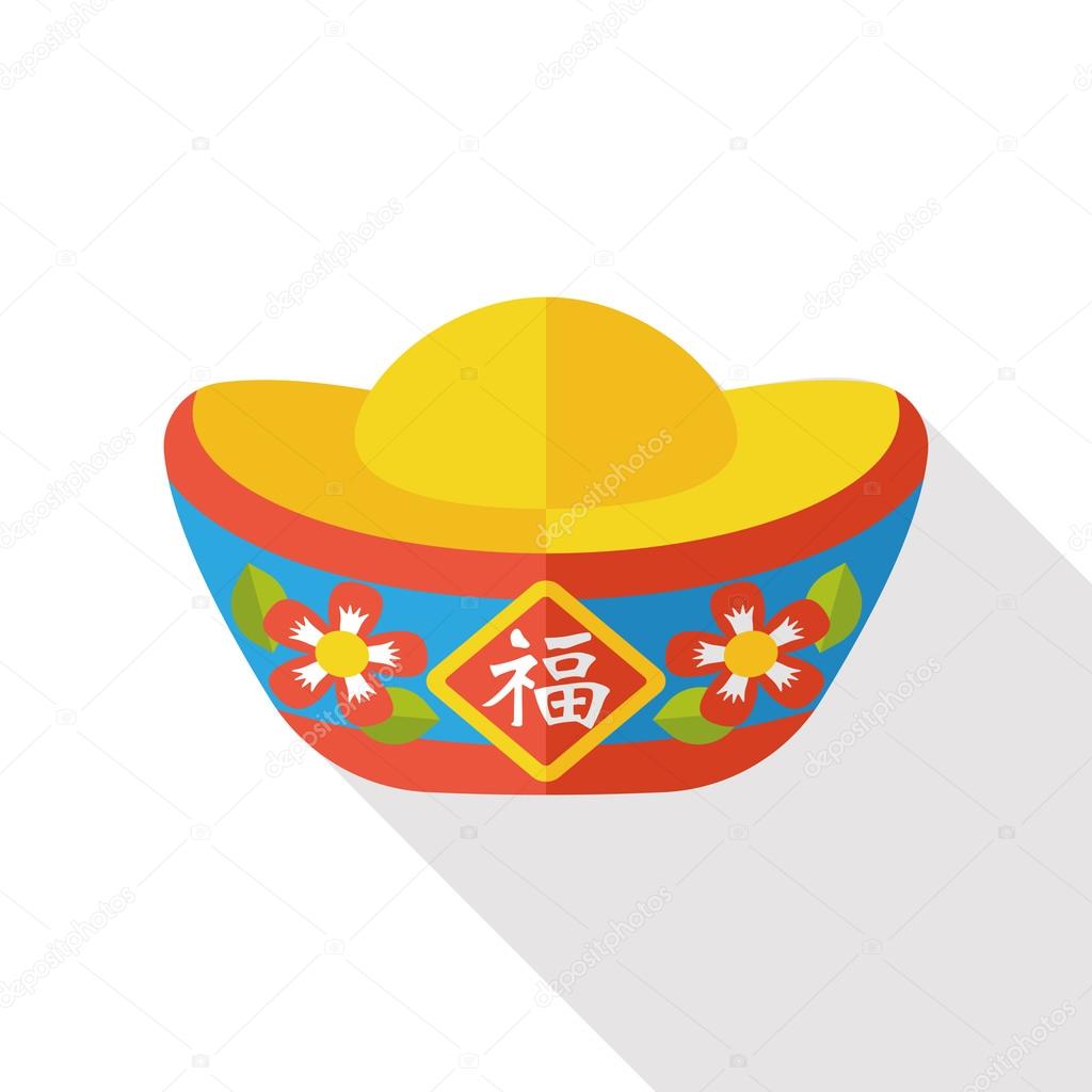 Chinese New Year Gold ingot flat icon