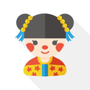 Çin yeni yılı kız düz simgesi