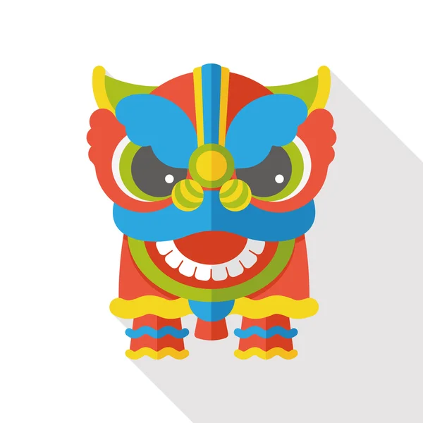 Chinese New Year flat icon; The dragon and lion dancing head — Stock Vector