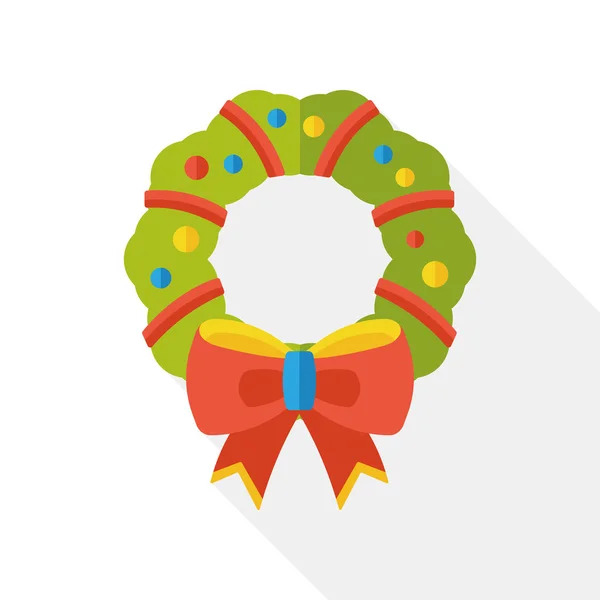 Couronne de Noël icône plate — Image vectorielle