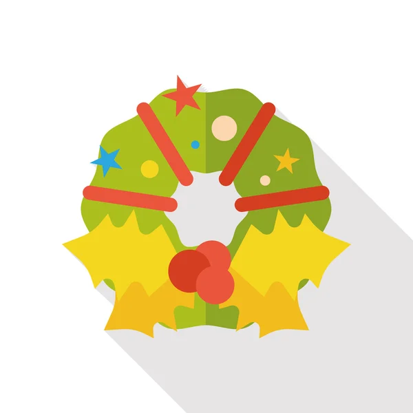 Corona de Navidad icono plano — Vector de stock