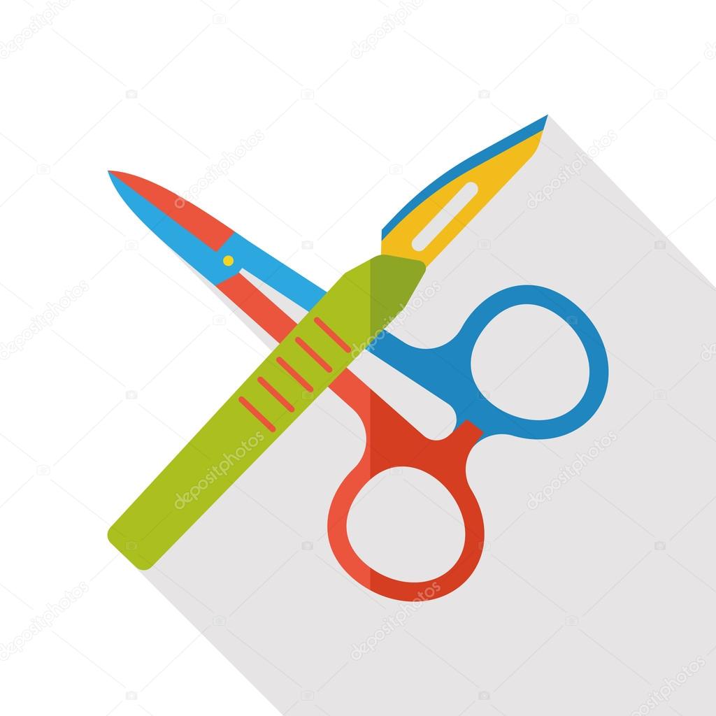 Scalpels and scissors flat icon
