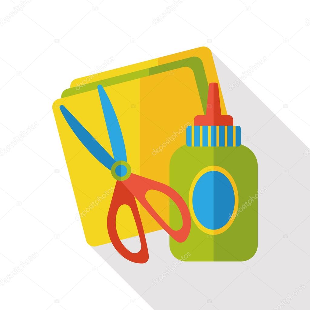 glue, paper and scissors flat icon