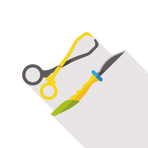 Scalpel en schaar platte pictogram — Stockvector