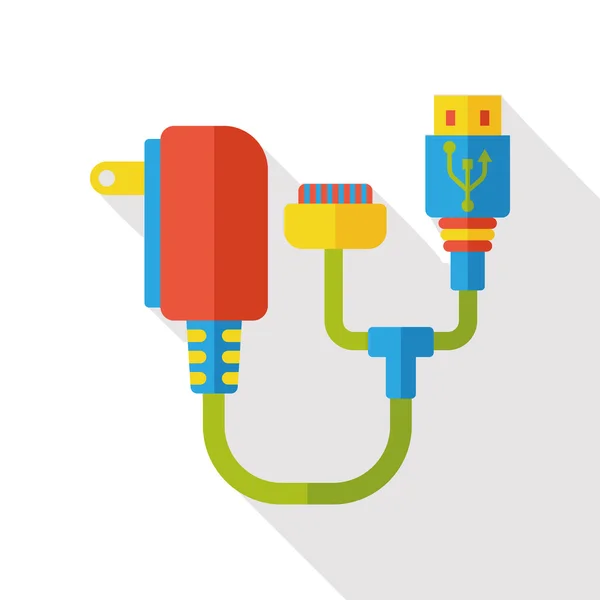 USB cable icono plano — Vector de stock