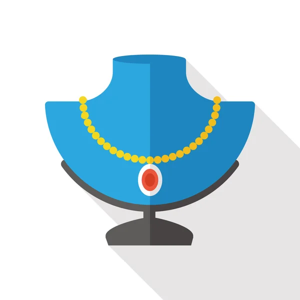 Diamond necklace flat icon — Stock Vector