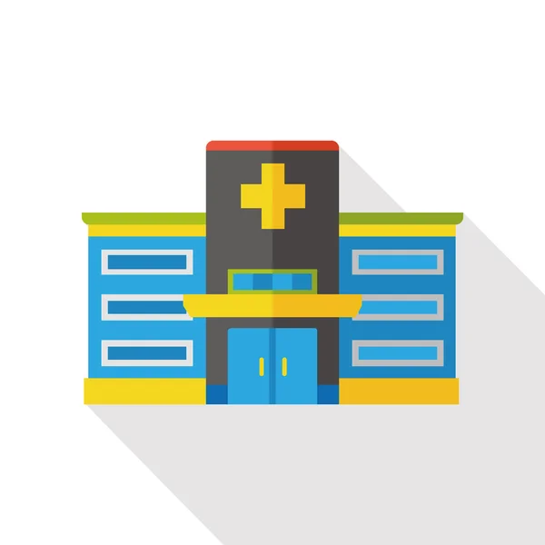 Bâtiment hospitalier icône plate — Image vectorielle