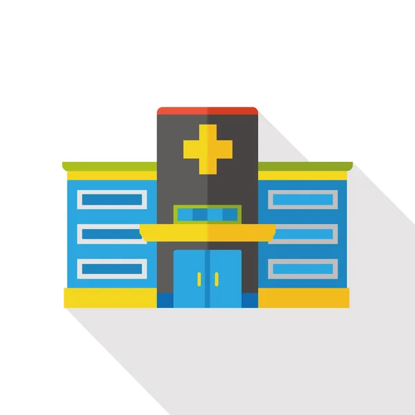 Edificio del hospital icono plano — Vector de stock