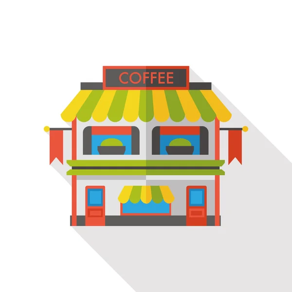 Platte pictogram van de opslag van de koffie shop — Stockvector