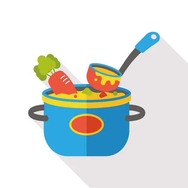 Utensilios de cocina olla icono plano — Vector de stock