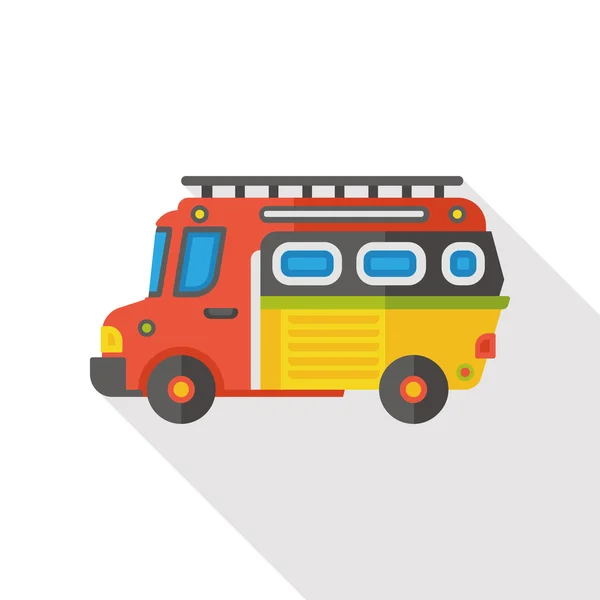 Μεταφορά πυροσβεστικό φορτηγό επίπεδη εικονίδιο — Διανυσματικό Αρχείο