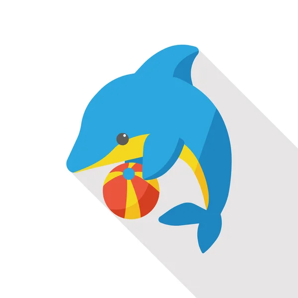 Tengeri állatok delfin lapos ikon — Stock Vector