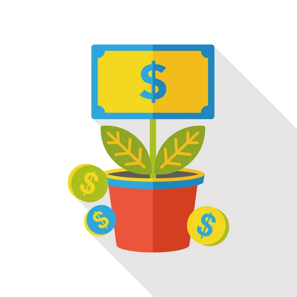 Árbol de dinero icono plano — Vector de stock