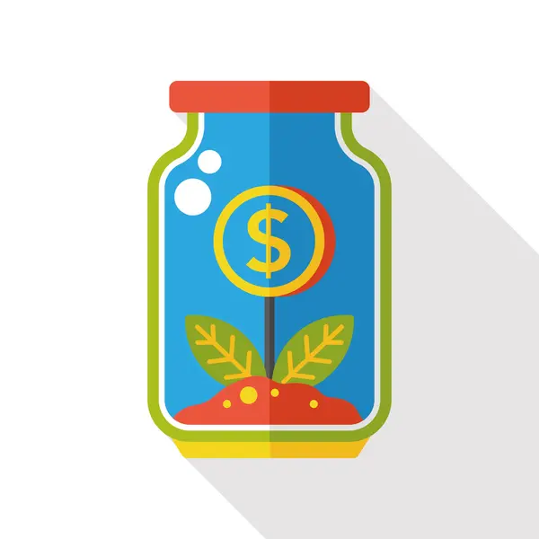 Finance argent arbre bouteille plat icône — Image vectorielle