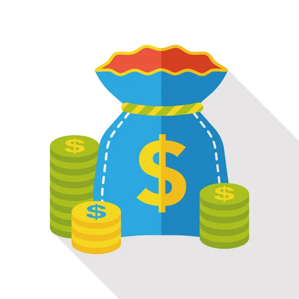 Finance sac d'argent icône plate — Image vectorielle