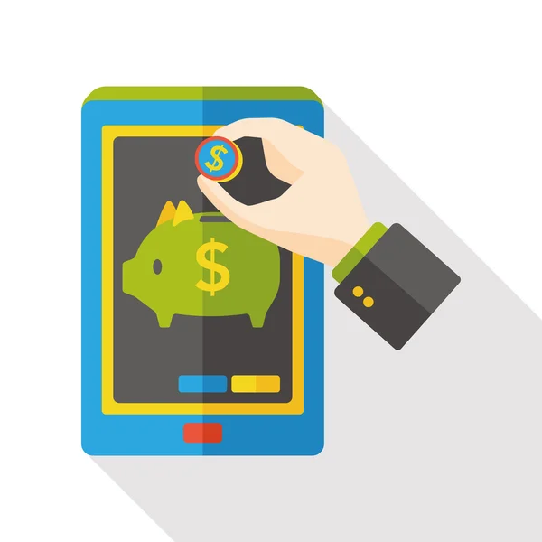 Cellphone money flat icon — Stock Vector